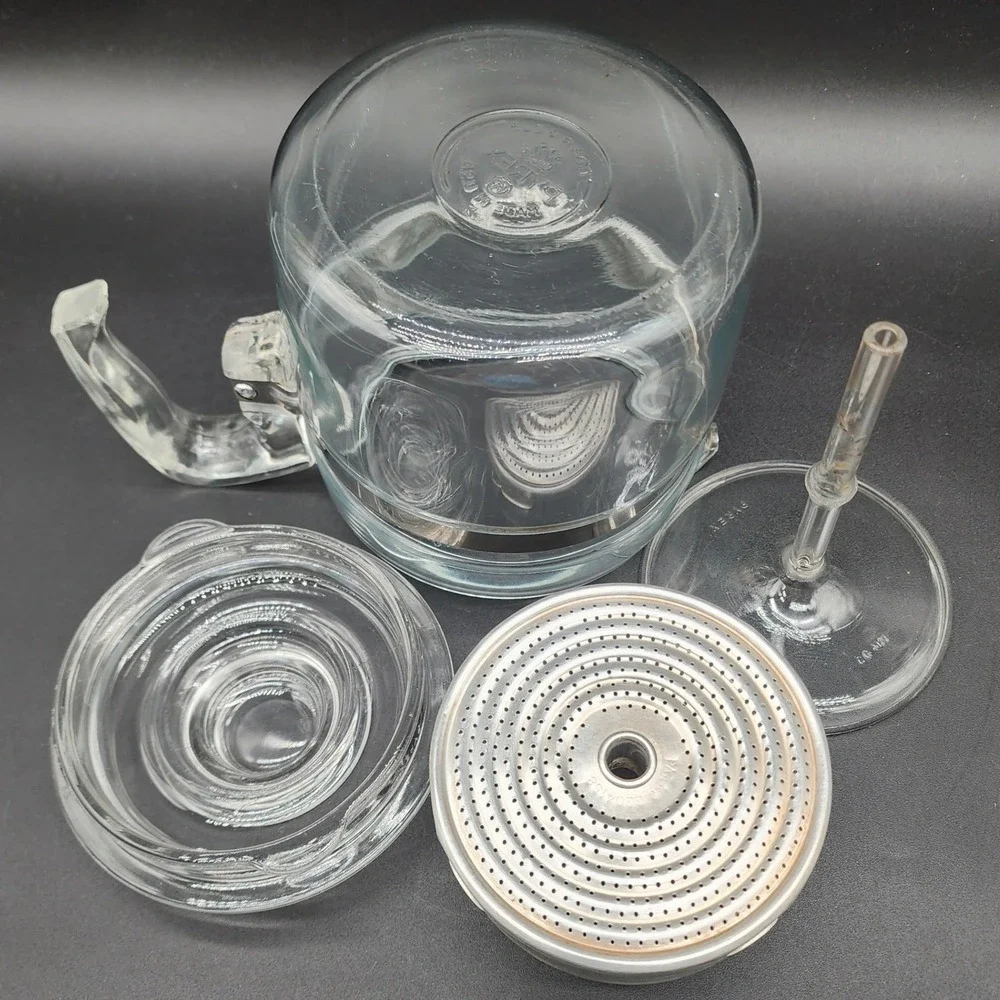 Pyrex 4 Cup Clear Glass Percolator 7754 Vintage MCM Stovetop Coffee Pot Complete